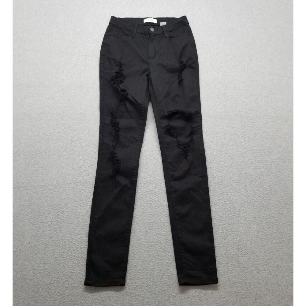 Vibrant Jeans Womens 7 Black Skinny Distressed 24x30